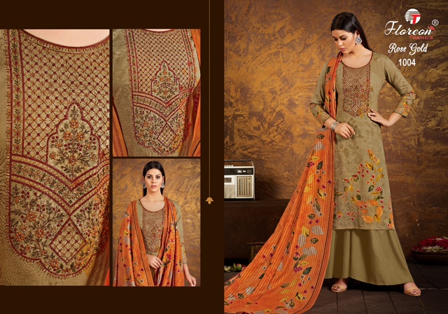 Floreon Rose Gold Designer Regular Wear Cambric Cotton Printed Dress Material Collection